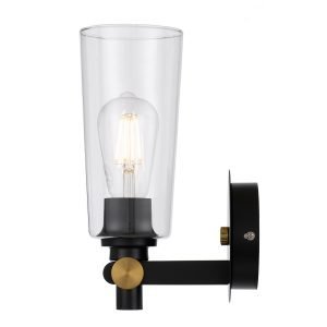 Delmar 1 Light Wall Light in Black with Clear Glass