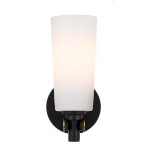 Delmar 1 Light Wall Light in Black with Opal Glass