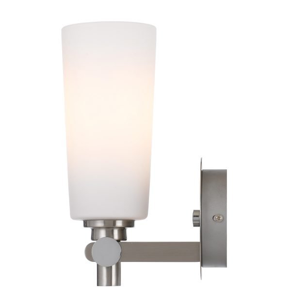 Delmar 1 Light Wall Light in Matt Nickel with Opal Glass