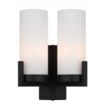 Eamon 2 Light Wall Light in Black with Opal Glass