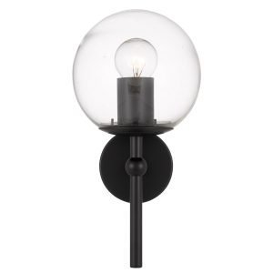 Eterna 1 Light Wall Light in Black with Clear Glass