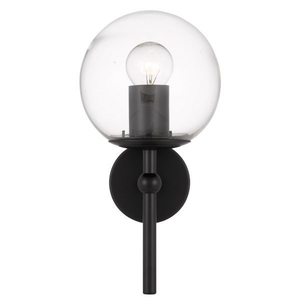 Eterna 1 Light Wall Light in Black with Clear Glass