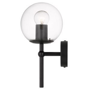 Eterna 1 Light Wall Light in Black with Clear Glass