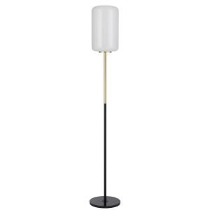 Korova Floor Lamp in Black & Brass with Matt Opal Shade