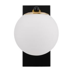 Marsten 1 Light Wall Light in Black with Opal Glass