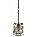 Mimosa 1 Light Pendant Light in Mocha with Amber Crystals