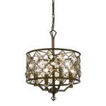 Mimosa 4 Light Pendant Light in Mocha with Amber Crystals