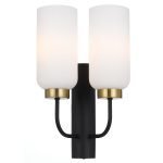 Sebring 2 Light Wall Light in Black with Opal Glass