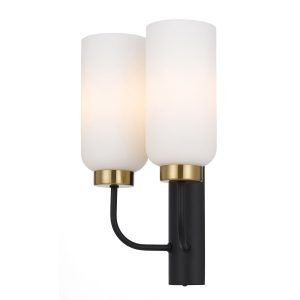 Sebring 2 Light Wall Light in Black with Opal Glass