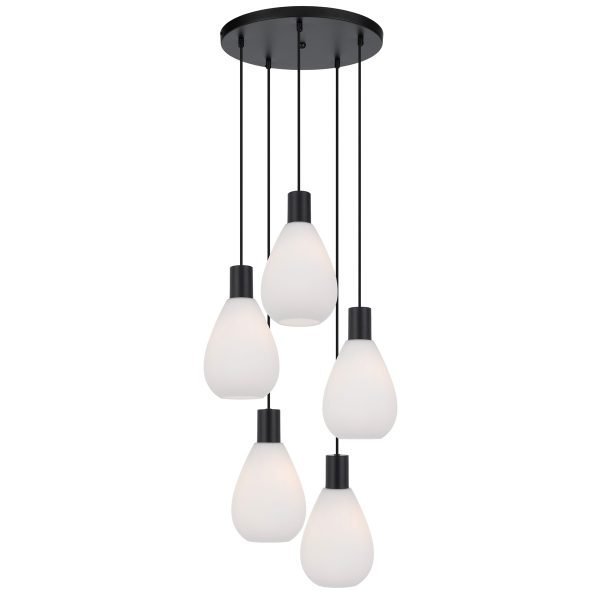 5 bulb black pendant light