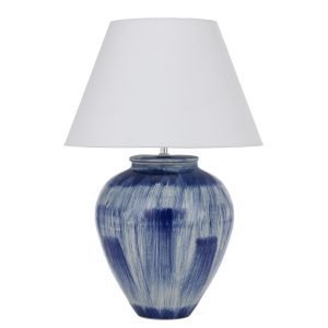 Jamie Table Lamp in Blue & white with White Shade