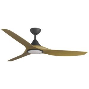 Calibo Smart CloudFan 60" (1520mm) ABS DC Ceiling Cloud Fan with 20W CCT LED Light and Remote in Black with Teak