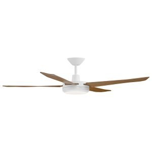 Calibo Enviro 60" (1530mm) DC Ceiling Fan with 18W CCT LED Light and Remote in White with Koa